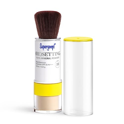 Supergoop! (Re)setting 100% Mineral Powder, Translucent - 0.15 oz - Makeup Setting Powder + Broad Spectrum SPF 35 PA+++ Sunscreen - With Ceramides, Olive Glycerides & Coated Silica Spheres | Amazon (US)