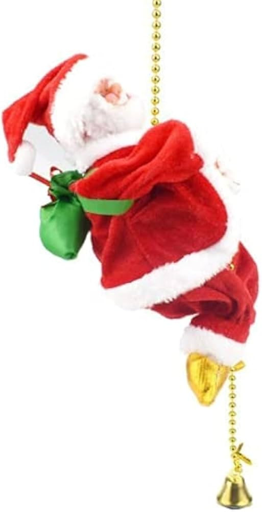 Climbing Santa Claus 9" Christmas Ornament Xmas Decoration Climbs Up and Down Battery Operated To... | Amazon (US)