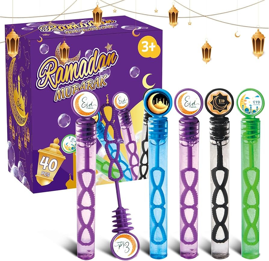 40Pcs Eid/Ramadan Mubarak Bubble Wands, Mini Bubble Wands for Eid Party Favors, Islamic Gift Toys... | Amazon (US)