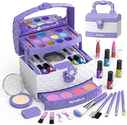 PERRYHOME Kids Makeup Kit for Girl 35 Pcs Washable Real Cosmetic, Safe & Non-Toxic Little Girl Ma... | Amazon (US)