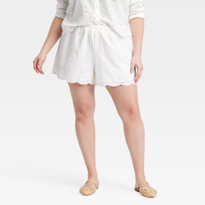 Women's High-Rise Eyelet Boxer Pull-On Shorts - A New Day™ | Target