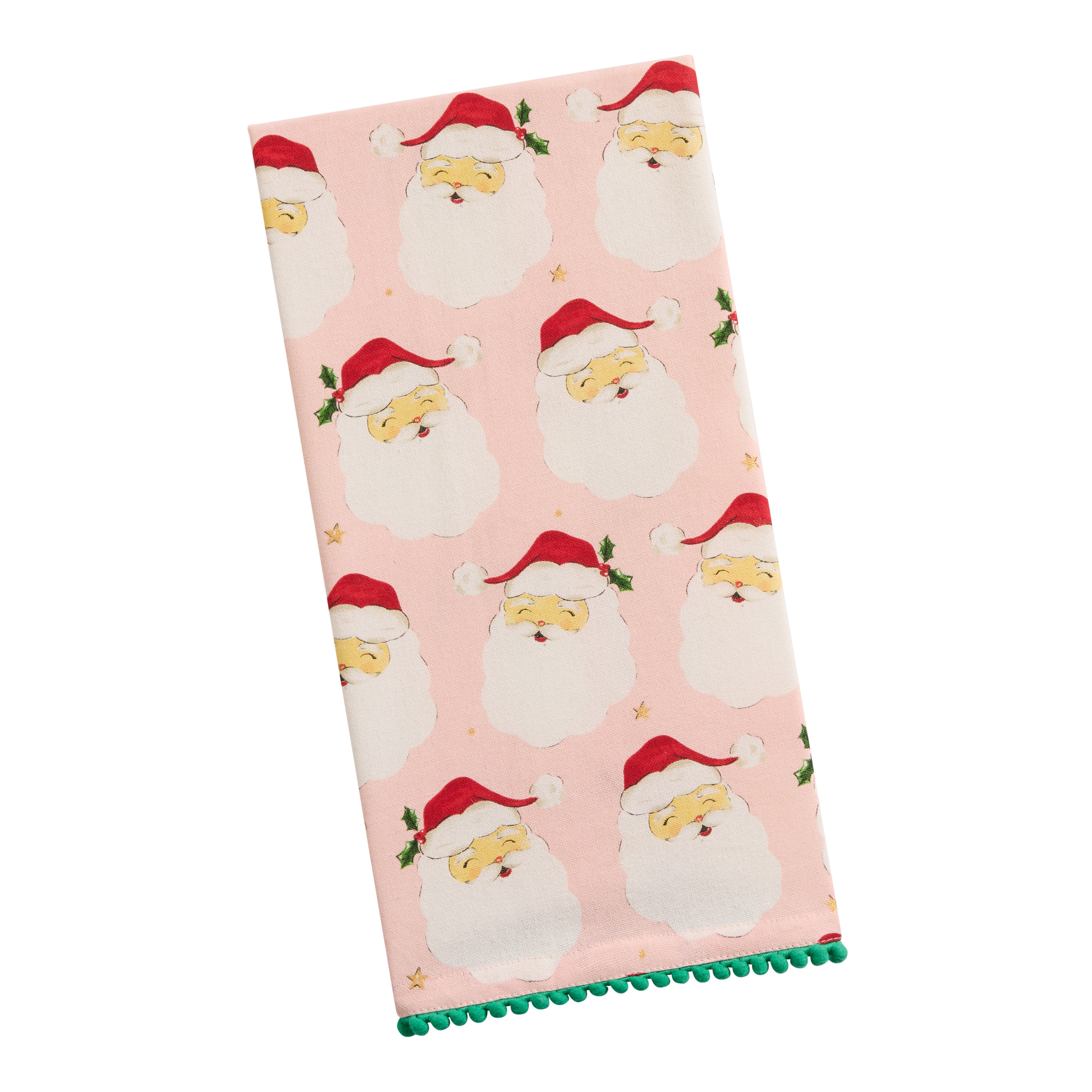 Pink Coming to Town Santa Kitchen Towel | World Market