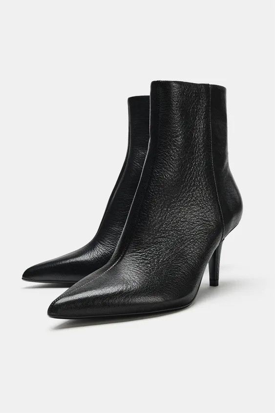 LEATHER HEELED ANKLE BOOTS | Zara Canada