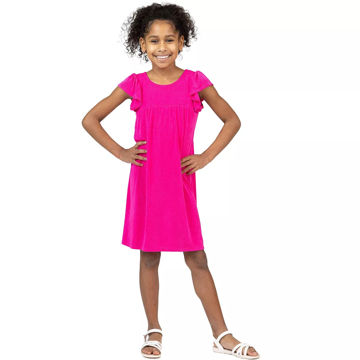 24sevenkid Girls Ruffle Cap Sleeve Knee Length Babydoll Dress | Target