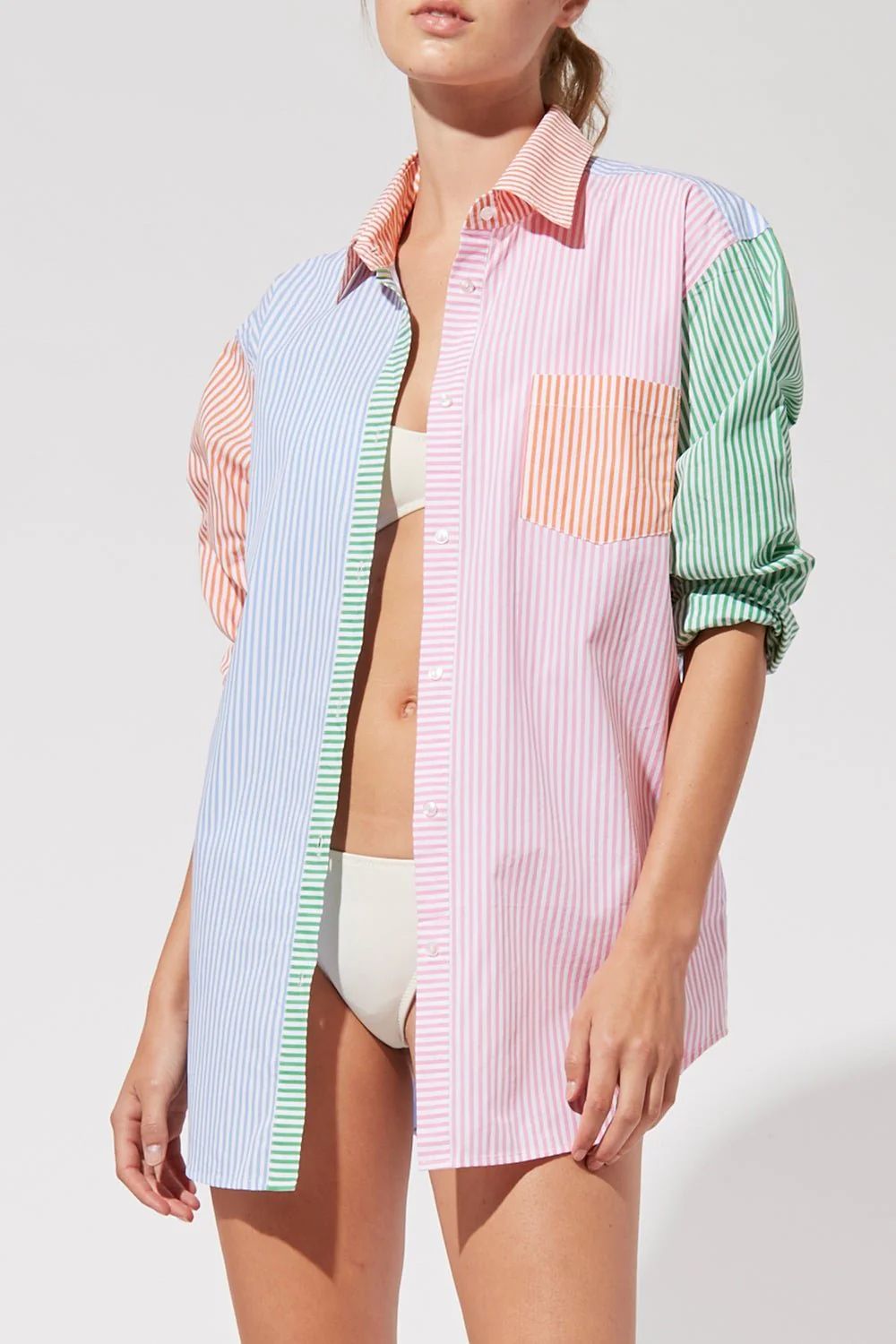 The Oxford Tunic in Mixed Stripe Shirting | Solid & Striped