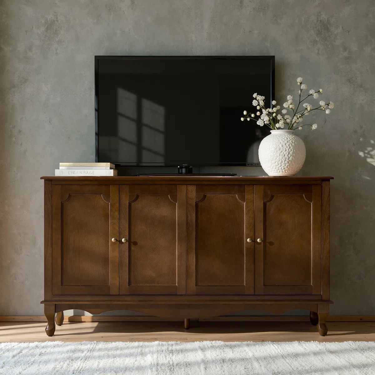 Charlton Home Agnes 58" W Transitional 4 Door Sideboard with Cable Management and Adjustable Shel... | Wayfair North America