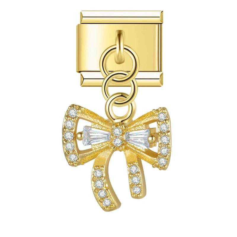Gold Butterfly Knot with Stones, on Gold | Charms Official