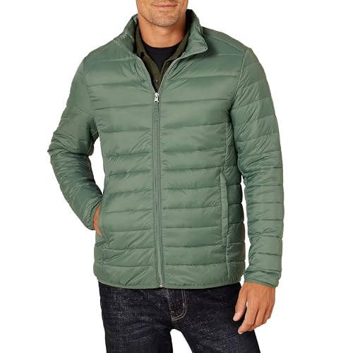 Amazon Essentials Men's Packable Lightweight Water-Resistant Puffer Jacket (Available in Big & Tall), Spruce Green, Large | Amazon (US)