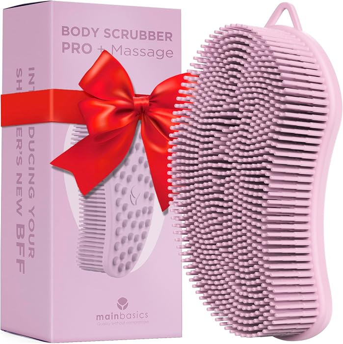 MainBasics Silicone Body Scrubber Dual-Sided, Pink, Massage | Amazon (US)