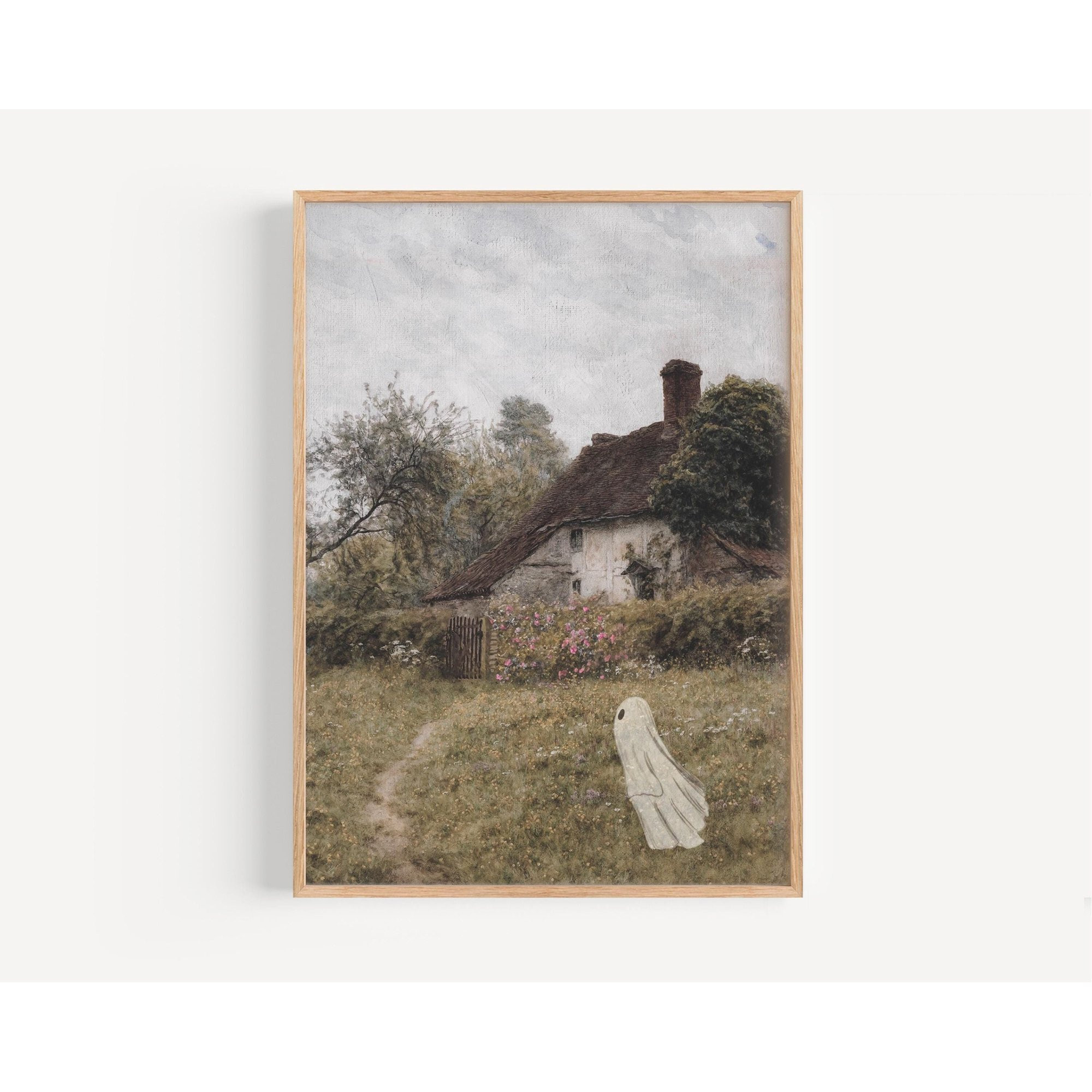 POSTER Ghosts in Painting Print, Ghost Vintage Landscape Poster, Vintage Halloween Print Farmhous... | Walmart (US)