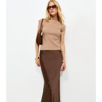 Women's Brown Satin Bias Cut Midi Skirt New Look | New Look (UK)