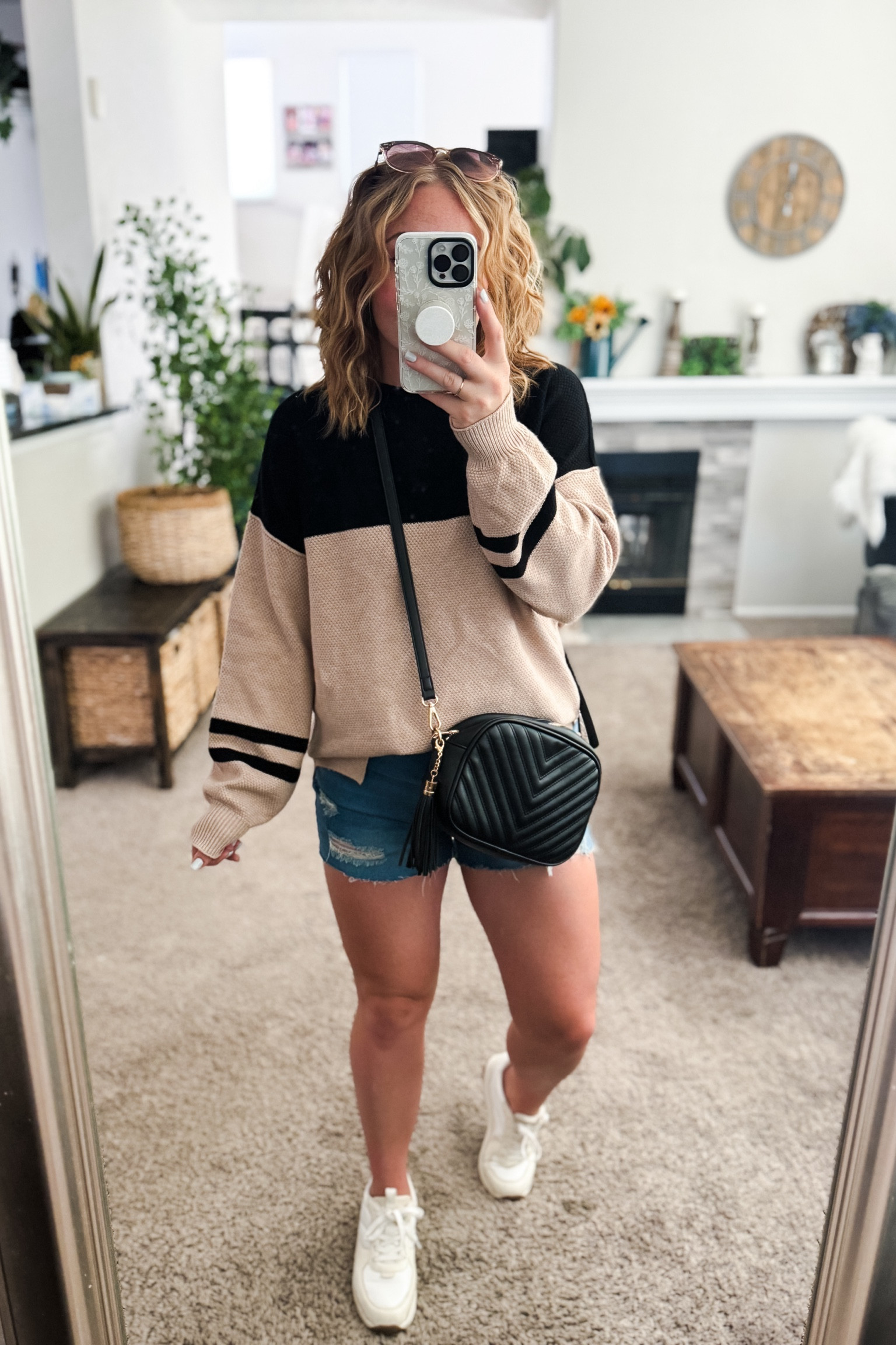 Early fall transition outfit with a black and beige oversized sweater, jean shorts, black crossbody bag, and casual everyday sneakers.  Wearing a small in this sweater. Grab your regular size with everything! 


//Fall outfits 2024, fall fashion finds, fall favorites amazon,petite amazon fashion, casual mom outfit ideas, fall outfit amazon, amazon outfit ideas, casual outfit ideas, outfit inspo, casual fashion, amazon fall fashion, amazon casual outfit fall, cute casual outfit, outfit ideas fall, amazon shoes, amazon bag, purse, size 4-6, casual fall outfits, casual outfit ideas everyday, fall tops, fall fashion, fall bags, autumn outfit, #fall #falloutfits #fallfashion

#LTKItBag #LTKStyleTip #LTKFindsUnder50