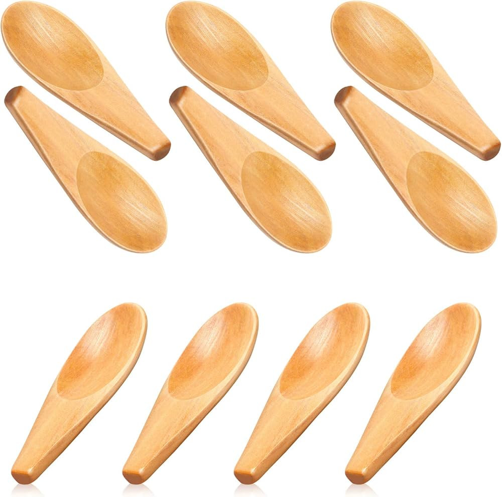 10 Pieces Wooden Scoop Solid Wood Condiment Spoon Mini Wood Spoon with Short Handle for Loose Tea... | Amazon (US)