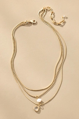 Triple-Layer Pearl and Metal Necklace | Anthropologie (US)
