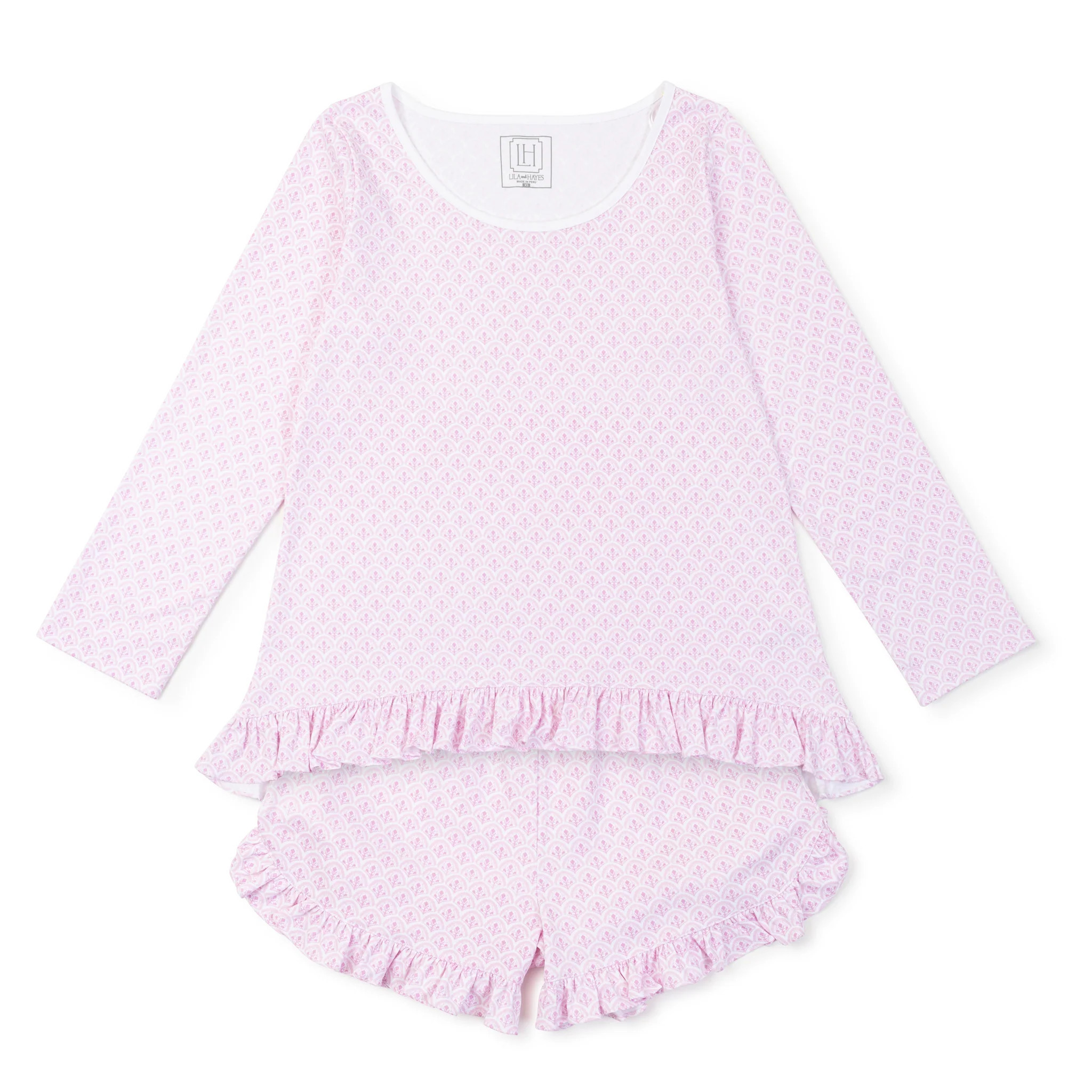 Kathryn Women's Pajama Short Set - Scalloped in Pink | Lila and Hayes