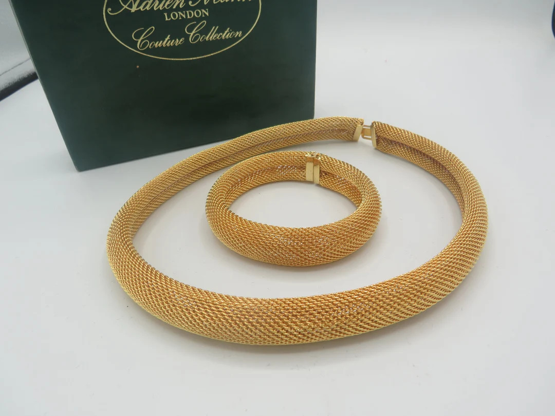 ADRIEN MANN Amazing Vintage Gold Tone Mesh Bracelet and Necklace Set, Chunky Design, Immaculate C... | Etsy (UK)