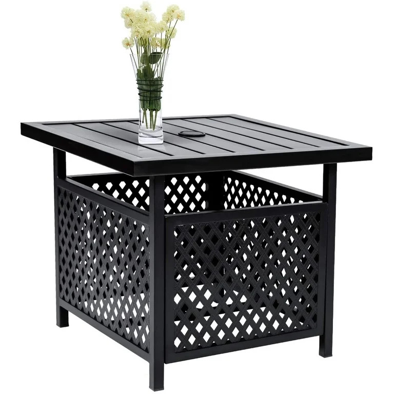 SUNCROWN Patio Bistro Table Outdoor Square Metal Outdoor Metal Umbrella Base Stand with 1.57" Umb... | Walmart (US)