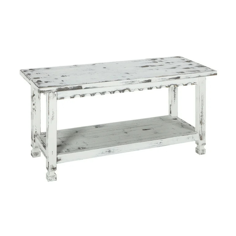 Alaterre Country Cottage Bench, White Antique Finish | Walmart (US)