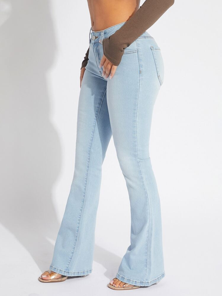 SHEIN SXY Zipper Fly Flare Leg Jeans | SHEIN