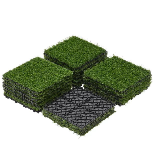 SmileMart 27PCS Artificial Grass Interlocking Turf Tile Flooring Decor, Green - Walmart.com | Walmart (US)