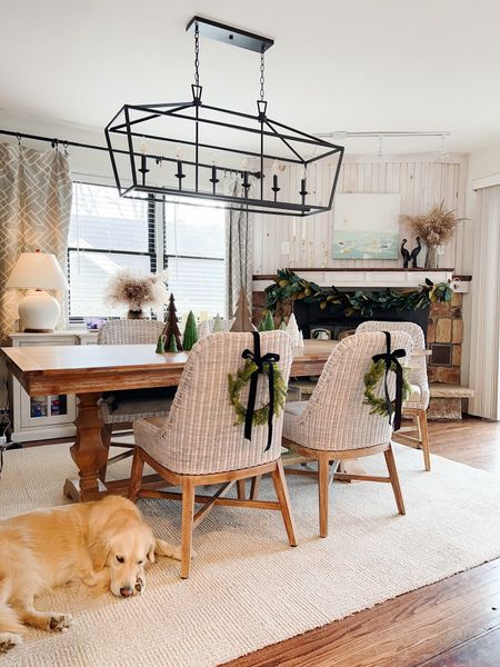 My exact dining chandelier, with similar chairs, table and rug linked 

#LTKhome