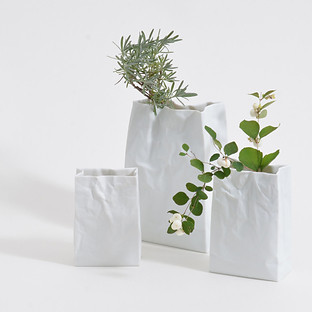 Ceramic Japan Small Crinkle Vase White | The Container Store