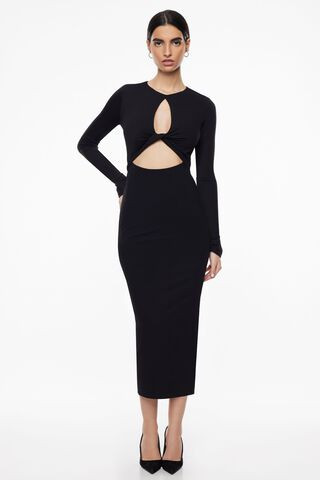 Long Sleeve Midi Dress With Cut Outs | Dynamite Clothing