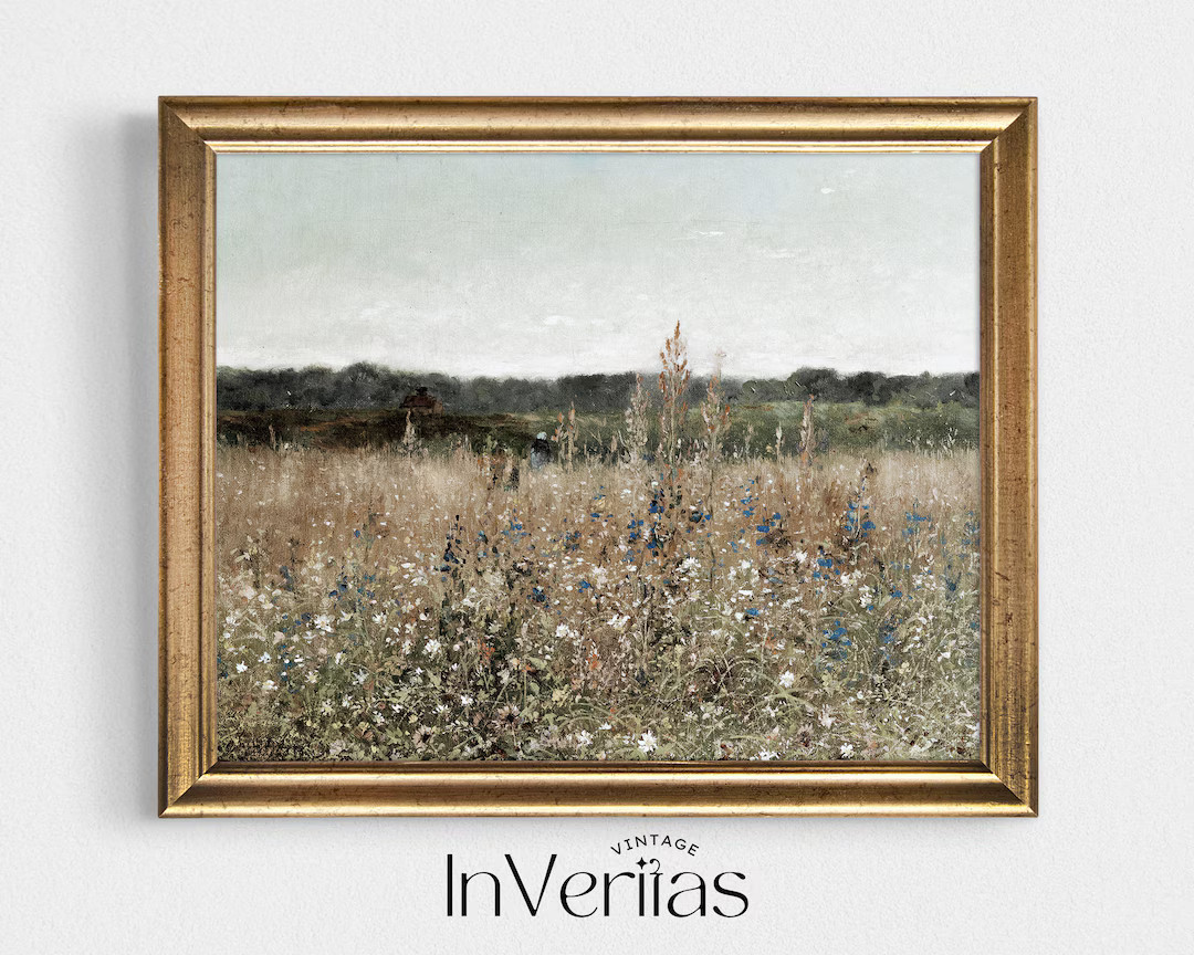 Summer Meadow Vintage Painting | Wildflower Field | Warm Farmhouse Decor | PRINTABLE | No. 234 | Etsy (US)