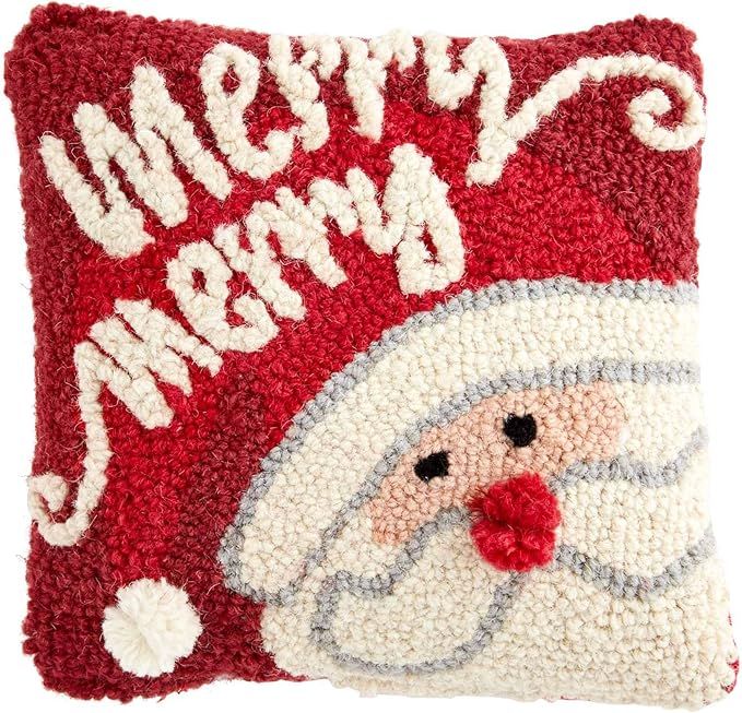 Mud Pie Merry Mini Xmas Hooked Pillow, 8" x 8" | Amazon (US)