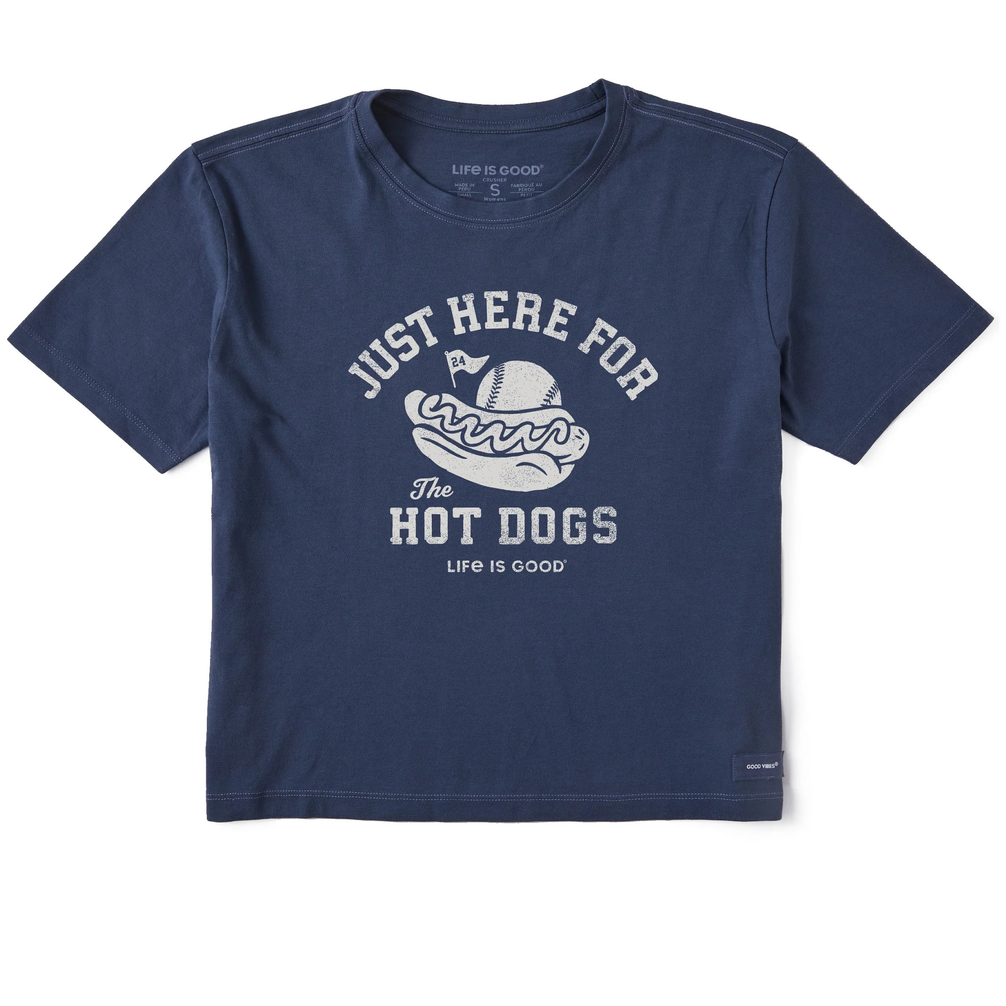 Women's Here for the Hot Dogs Baseball Short Sleeve Crusher Boxy Tee | Life is Good