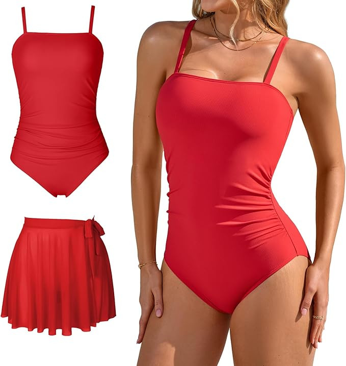 Charmo Womens One Piece Swimsuit with Swim Skirt Tummy Control Slimming Bathing Suit Modest Swim ... | Amazon (US)