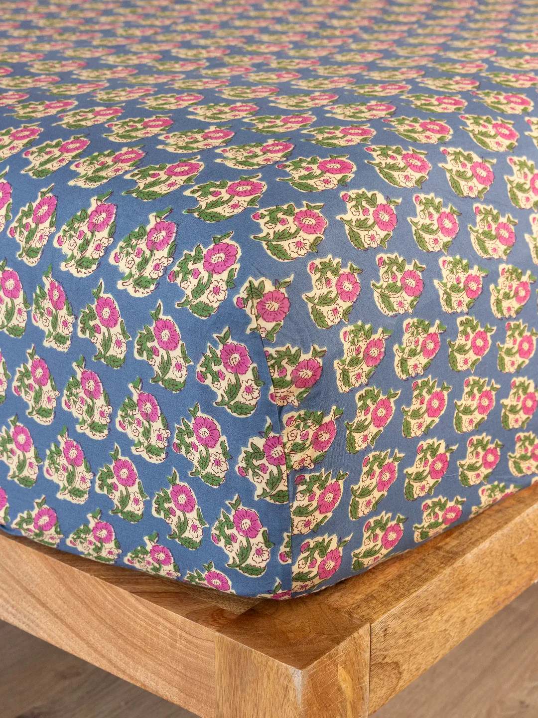 Mix & Match Cotton Fitted Sheet - Denim Fields | Natural Life