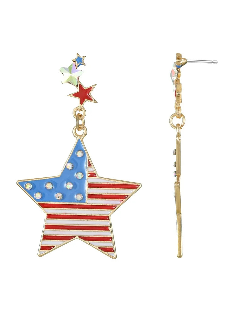 Way to Celebrate Americana Patriotic Star Drop Earrings | Walmart (US)
