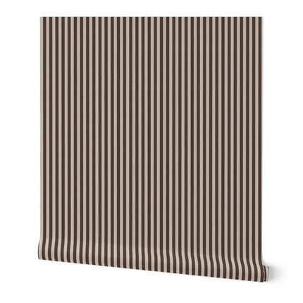 Click for more info about Wolfgang Nursery Suite - Hot Chocolate Brown and Beige Narrow Ticking Stripe Wallpaper - Etsy