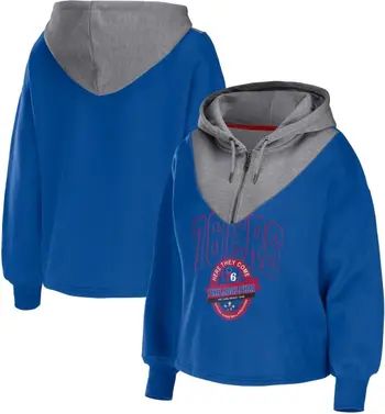 WEAR BY ERIN ANDREWS Women's WEAR by Erin Andrews Royal Philadelphia 76ers Pieced Quarter-Zip Hoo... | Nordstrom