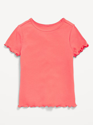Short-Sleeve Lettuce-Edge Ribbed T-Shirt for Toddler Girls | Old Navy (US)