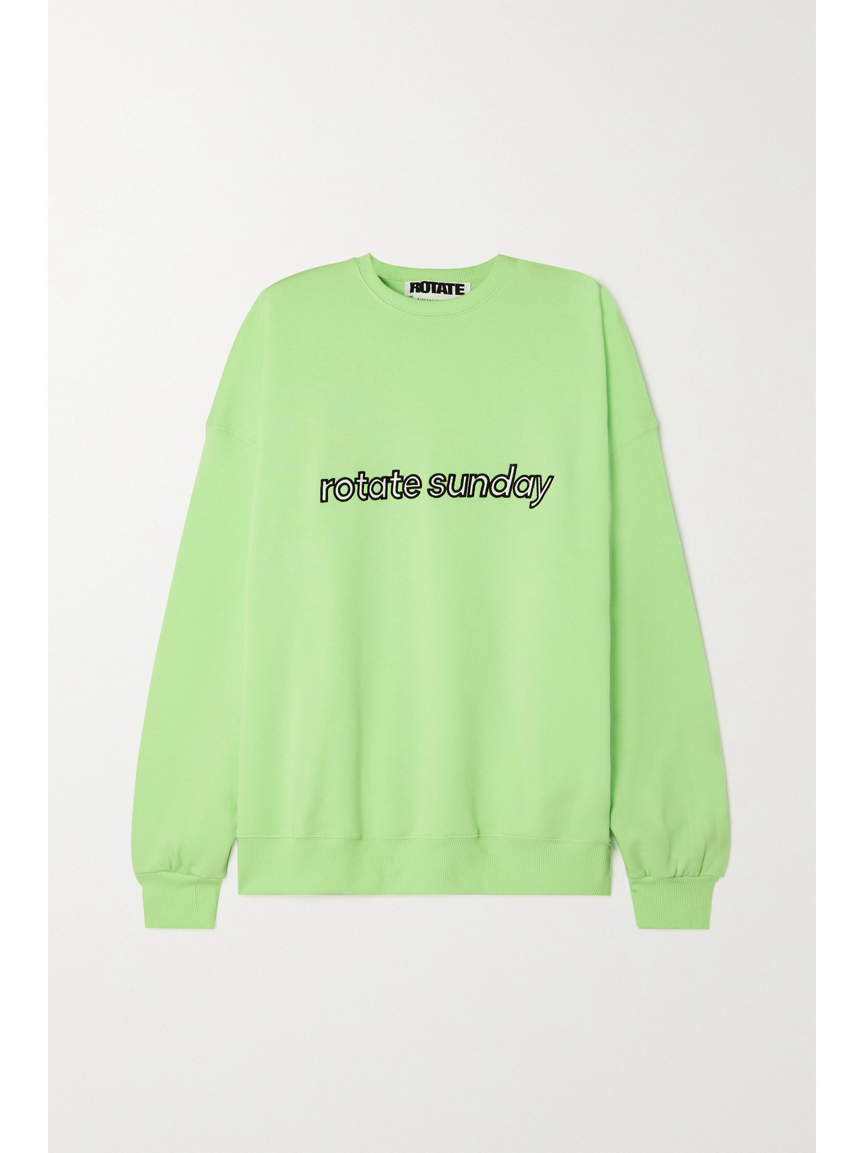 ROTATE Birger Christensen - Iris Embroidered Organic Cotton-jersey Sweatshirt - Mint | NET-A-PORTER (UK & EU)