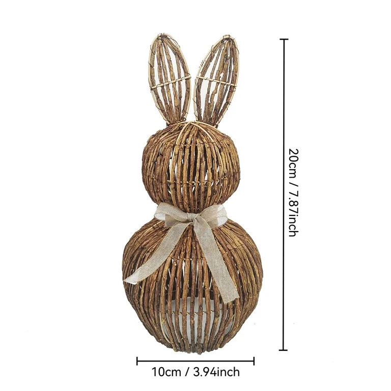 Fwttom 8" Wicker Easter Bunny Woven Rattan Bunny Outdoor Spring Farmhouse Small Rabbit Decor for ... | Walmart (US)