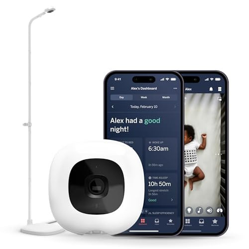 Nanit Pro Smart Baby Monitor & Floor Stand with Breathing Band, New Version - 1080p Wi-Fi Video & Sound Camera, Sleep Coach & Breathing Motion Tracker, 2-Way Audio, iOS and Android Compatible - White | Amazon (US)