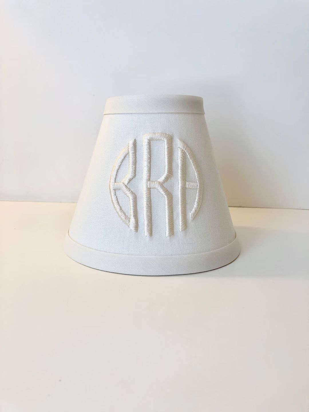 Circle Monogrammed Chandelier or Sconce Lamp Shade cream - Etsy | Etsy (US)
