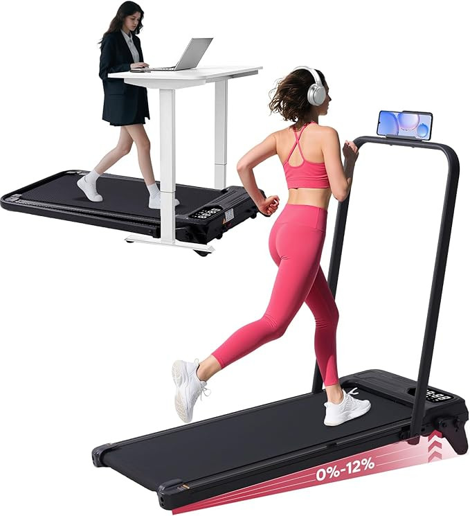 Foldable Walking Pad Treadmill with Adjustable Incline and Handle Bar, 3.5HP Portable Folding Tre... | Amazon (US)