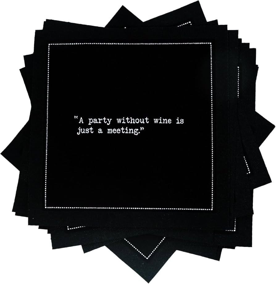 Five Star Napkins Wine Quotes, Black Cotton Cocktail Napkins, Beverage Napkins, Bar Napkins, Clot... | Amazon (US)