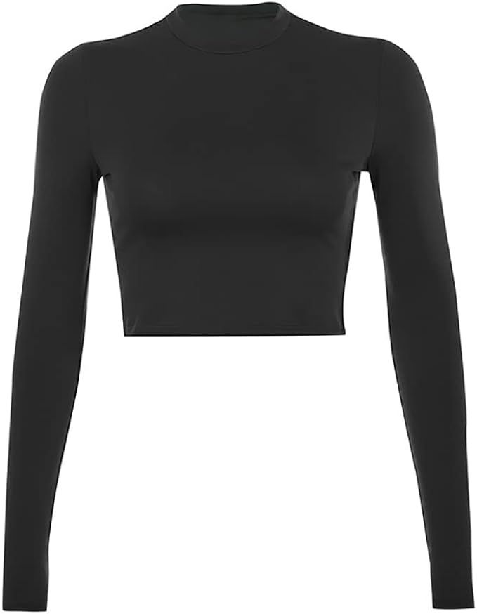 Women's Leopard Printed Long Sleeve T-Shirt Fashion Streetwear Crop Top | Amazon (US)