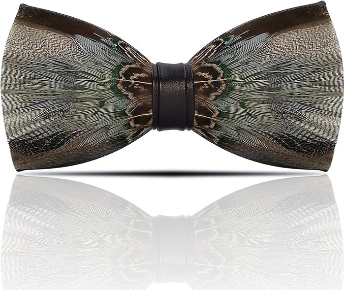 Lanzonia Feather Bow Ties for Men Handmade Bowtie for Wedding Dating | Amazon (US)