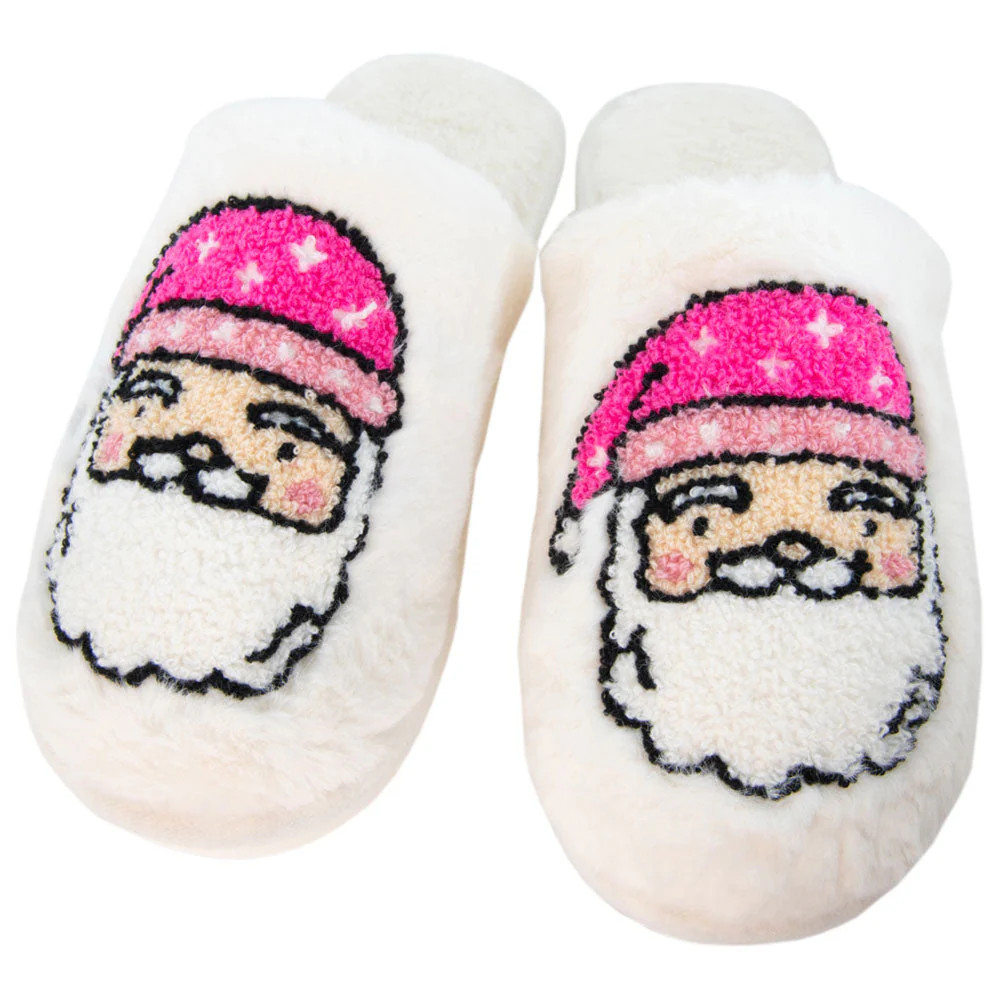 Pink Santa Face Best Women's Slippers | Katydid.com