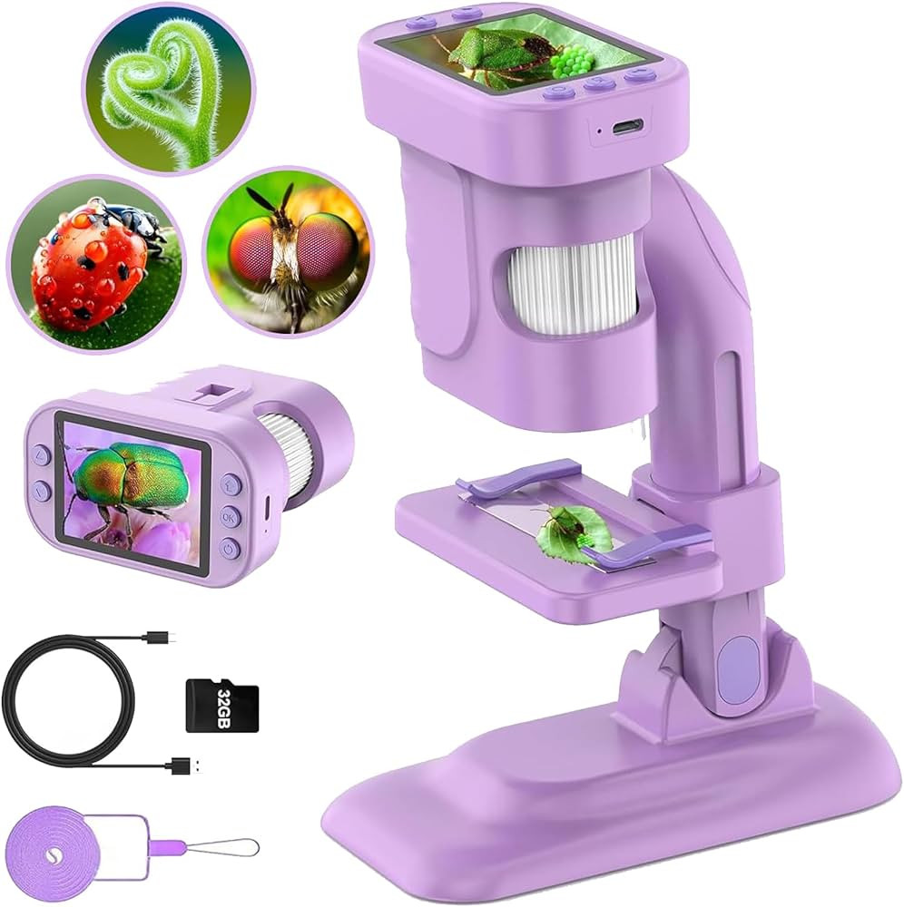 Microscope for Kids - 300x Zoom Digital Microscope with 2.8 Inch Screen, Mini Kids Microscope Cam... | Amazon (US)