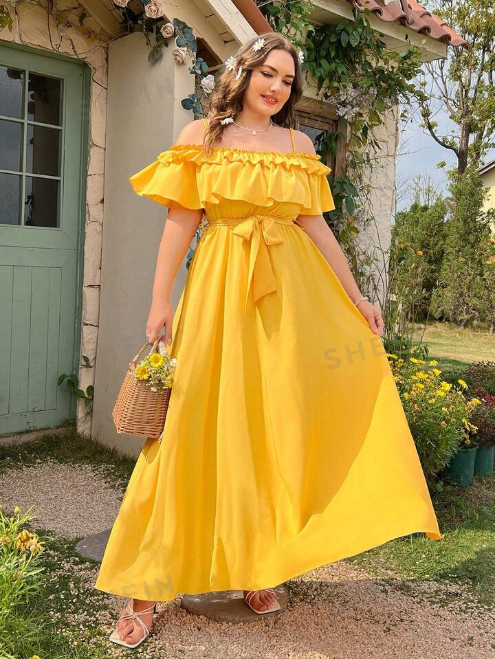 SHEIN EZwear Plus Size Women's Casual Long Dress | SHEIN