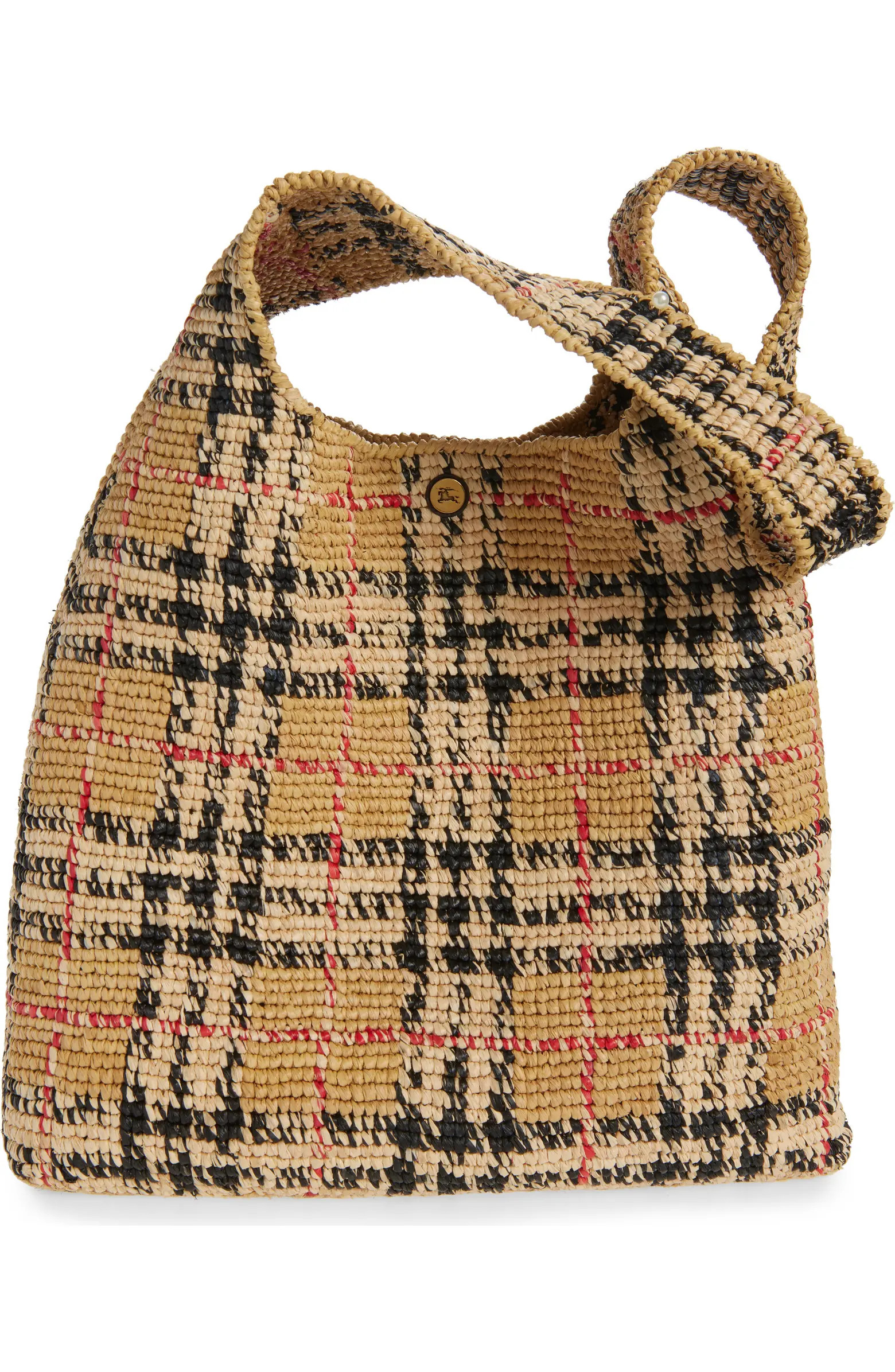 Burberry Margate Check Raffia Hobo Bag | Nordstrom | Nordstrom