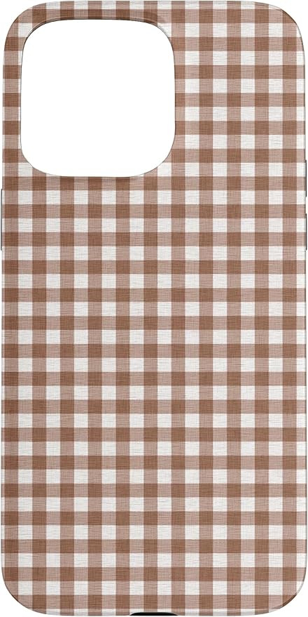 iPhone 15 Pro Max Brown Gingham Pattern Case | Amazon (US)