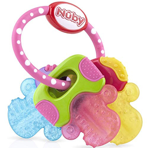 Nuby Ice Gel Teether Keys - Silicone Soothing Baby Teether Toys for Infants - Gentle for Sore Gums Colorful and Fun Toys - Safe and Durable Infant Baby Teething Toy - Pink | Amazon (US)